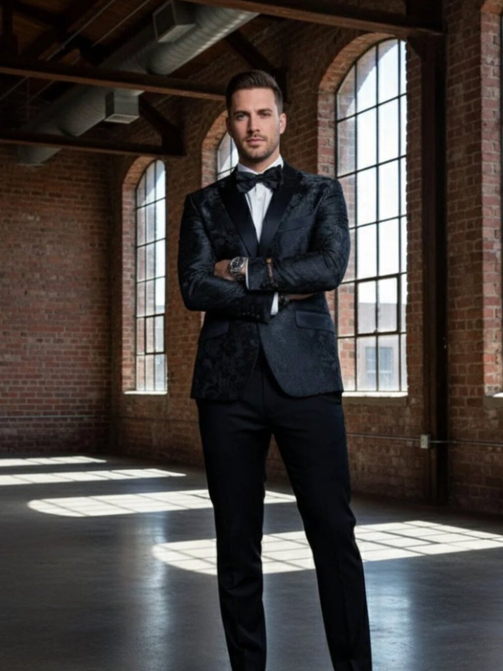 Men's Black Floral Tuxedo Jacket Slim Fit
